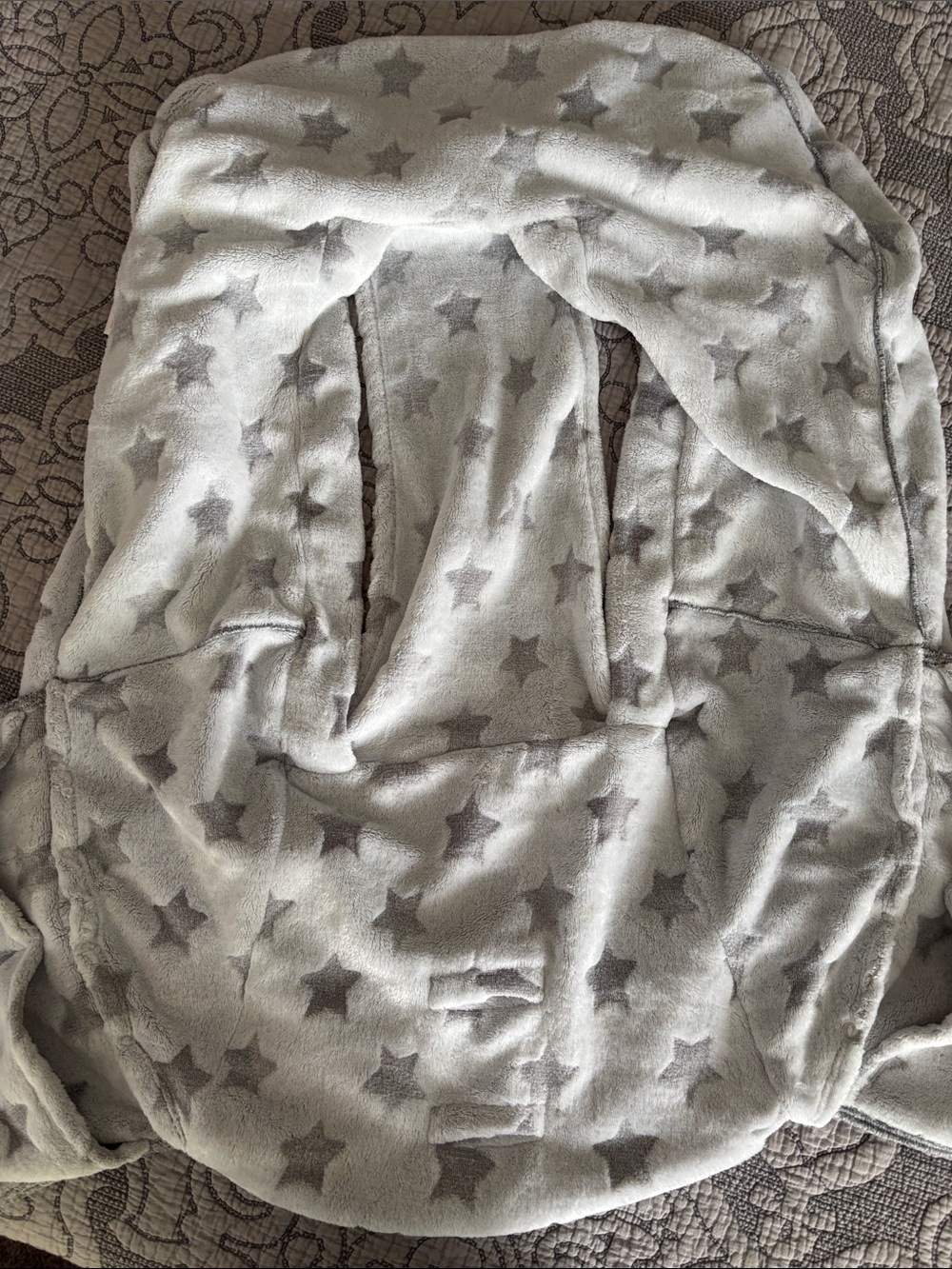 Soft Star Print Grey Baby Car Seat Cover